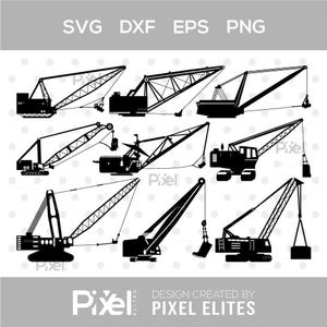 Dragline Excavator SVG Bundle | Heavy Equipment Cut Files for Cricut | Construction Silhouette Clipart | Instant Download