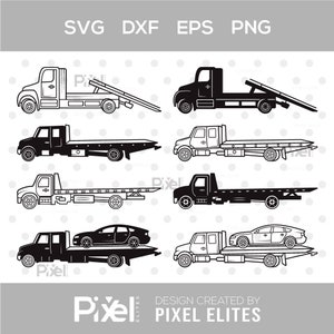 Rollback Truck Silhouette, Rollback Truck SVG, Abschleppwagen Plotter, Pritschenwagen Bundle, Rollback Truck Ikone, Rollback LKW Bundle
