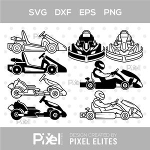 Kart Racing SVG Bundle — Go Kart Silhouette & Outline SVG | Racing Clipart for Cricut, Silhouette and DIY Crafts