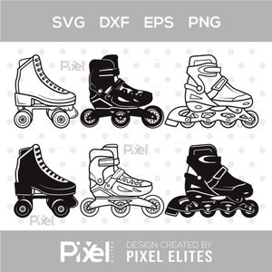 SVG-Schnittdateien-Bundle für Rollschuhe, Skating, Silhouette, Kufen, Derby-Clipart, DXF, EPS, PNG