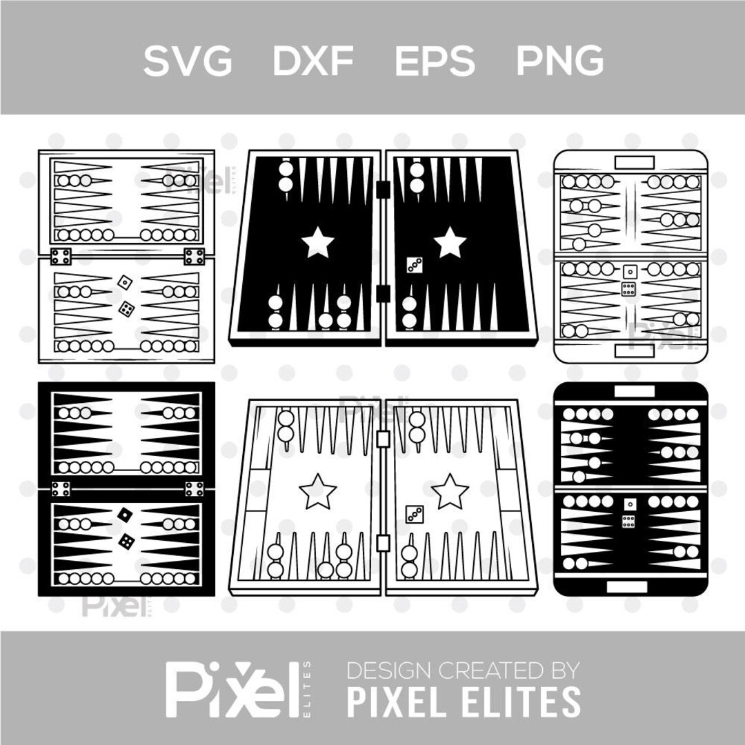 Backgammon Board Game SVG Bundle: Silhouette Clipart (digital Download ...