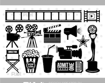 Movie Night SVG Bundle: Film Reel, Ticket, Popcorn (Digital Download)