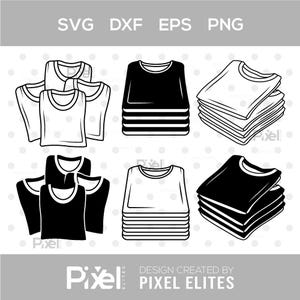 Folded T-Shirt SVG Bundle | Polo Shirt Silhouette Clipart | Men&#39;s Fashion Icon SVG | Cricut & Silhouette Compatible