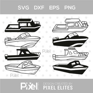 Speed Boat SVG, Speed Boat Silhouette, Motor Boat Svg, Yacht Svg, Sea Boat Clipart, Speed Boat Bundle for Cricut