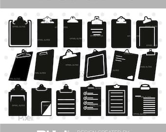 Clipboard SVG Bundle, Office Clipboard Clipart, Checklist Silhouette PNG Dxf EPS Files