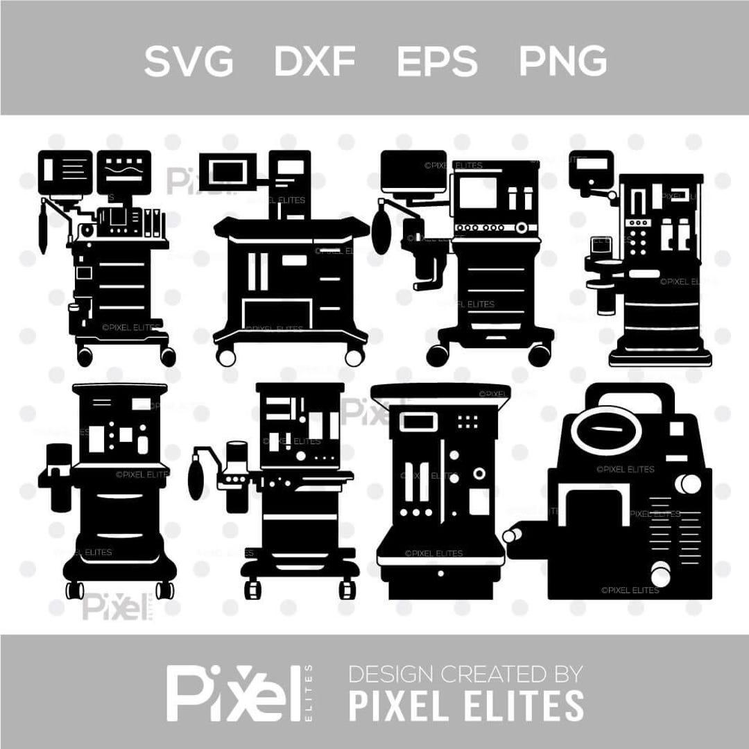 Anesthesia Machine SVG, Medical Equipment Silhouette, Surgical SVG Cut ...