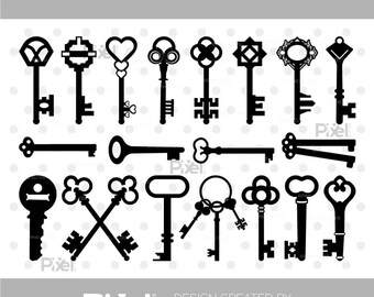 Vintage Keys SVG Cut File Bundle, Keys Silhouette, Lock Key, Auto Keys, Almirah Key, Home Keys, Antique Keys | Dxf Eps Png
