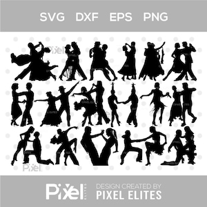 Ballroom Dance Silhouette SVG, Couple Dancing Clipart, Ballroom Dancer SVG Bundle, Dance Cut File, Digital Download