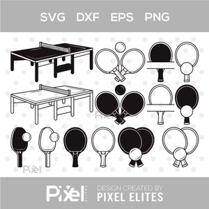 Silhueta de tênis de mesa, SVG de tênis de mesa, Svg de esportes, Moldura de monograma de tênis de mesa Svg, Svg de mesa de pingue-pongue, Svg de bola, Pacote de tênis de mesa