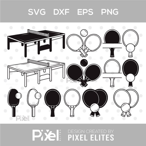 Table Tennis SVG Set | Ping Pong Paddle Table Clipart | Sports Silhouette PNG Dxf EPS Bundle