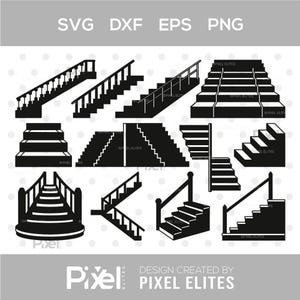 Trappen SVG-bundel | Silhouette Cut-bestanden voor trappen en treden voor de Cricut, Architecture en Home Design