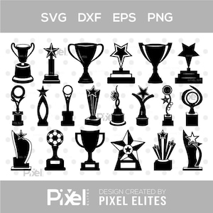 Award Trophies SVG Bundle | Award Trophy Silhouette | Champion SVG | Winner Cup Clipart | Prize Trophy SVG | Cricut Cut Files