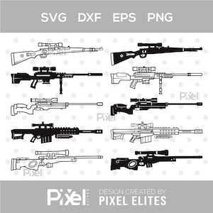 Sniper Rifles SVG Bundle: Barrett, Tikka, AWM Silhouettes (Digital Download)