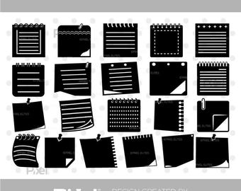 Sticky Notes SVG Bundle, Notepad Clipart, Memo Paper Silhouette PNG DXF File Digital Download