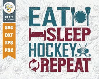 Life Is Simple Eat Sleep Play Hockey – Vinyl Wall Decal Sticker, Oracal Matte, Clear