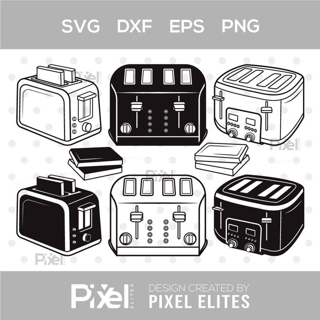 Toaster SVG Outline & Silhouette Bundle, Kitchen Electric Toaster Cut ...