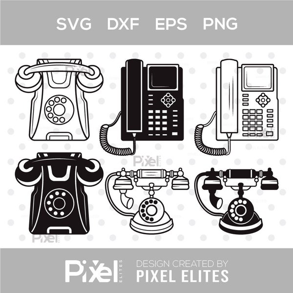 Telephone Silhouette, Telephone SVG, Dial Phone Svg, Vintage Phone Svg, Old Phone Svg, Rotary Dial Phone Svg, Telephone Bundle