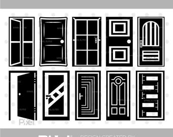Door SVG Bundle, Door Silhouette Cut File, Open Door SVG, House Door, Gate SVG, Front Door Clipart, Digital Download