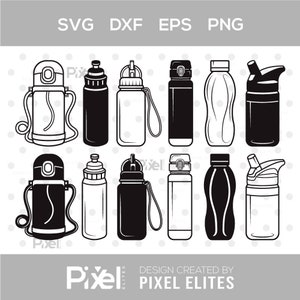 Drink Bottle SVG Bundle | School, Sports & Water Bottle Silhouette Clipart for Cricut and Silhouette | Reusable Bottle SVG Files