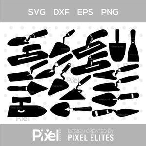 Kelle SVG Bundle | Maurerarbeiten, Graden und Zementkelle Silhouette Cut Files für Cricut