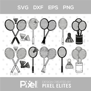 Badminton Silhouette, Sport svg, Badminton Racquets Svg, Racket Svg, Shuttlecock Monogram Frame Svg, Shuttlecock Svg, Badminton Svg Bundle