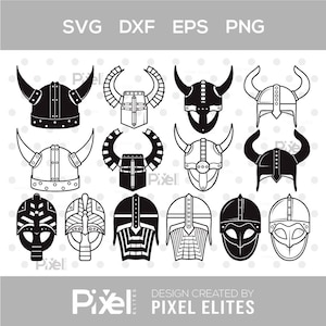 Viking Helmet SVG Bundle | Horned Helmet Silhouette Cut Files | Norse Viking Clipart for Cricut & Silhouette | Helmet Vector Designs
