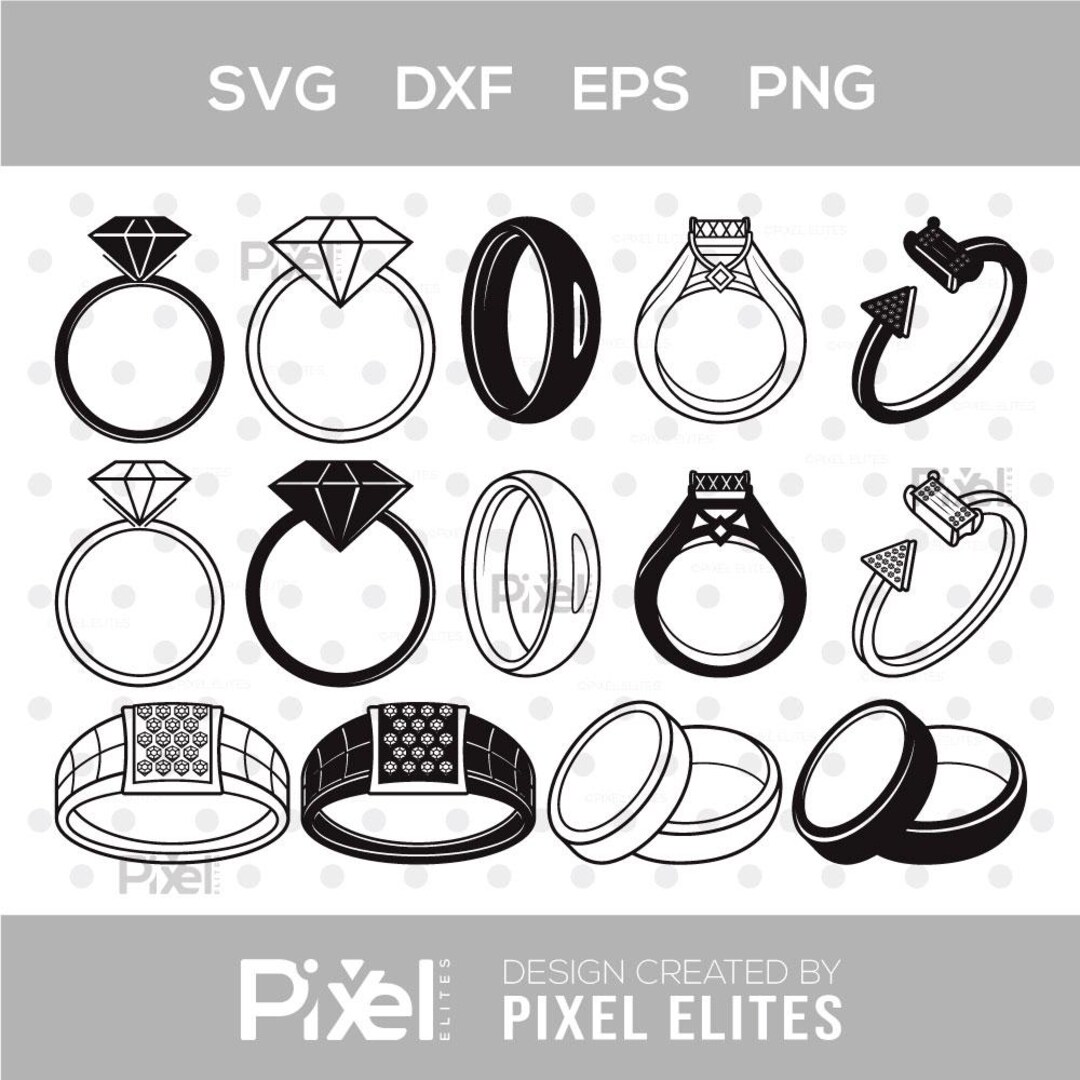 Ring SVG Bundle: Engagement, Wedding, Diamond Rings (digital Download ...