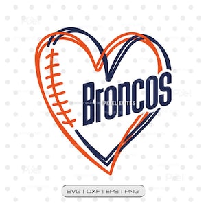 Broncos SVG, Football Heart T-Shirt Design, Team Spirit, Game Day (Digital Download)
