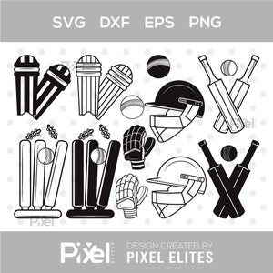 Sylwetka krykieta, krykiet SVG, kij krykietowy Svg, piłka krykietowa Svg, pień krykieta Svg, hełm krykieta Svg, zestaw krykieta