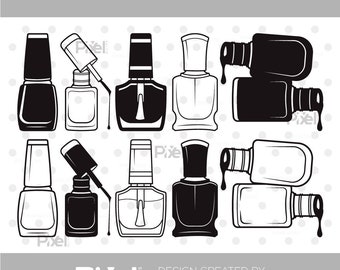 Nail Polish Silhouette, Manicure Svg, Fashion Svg, Nail Polish Bottle Svg, Nail Polish Svg Bundle