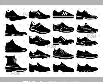 Men's Shoes SVG Cut File Bundle | Shoes Silhouette Outline (Digital Download)