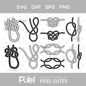 Rope Knot SVG Bundle | Nautical Knot Silhouette | Boat & Anchor Rope SVG | Fishing and Sailing Knots | Cricut and Silhouette Cut Files