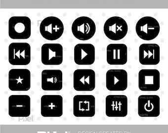 Audio Control Buttons SVG Bundle, Music Player Button SVG, Playstation Buttons Silhouette, Audio Button Cut File, Digtlal Download