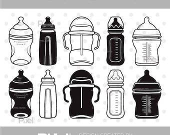 Baby Bottle SVG Bundle | Newborn & Infant Clipart for Baby Shower Crafts