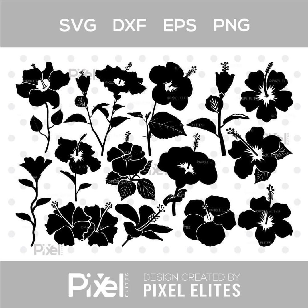Hibiscus SVG Cut File, Tropical Flower Silhouette, Hawaiian Floral SVG ...