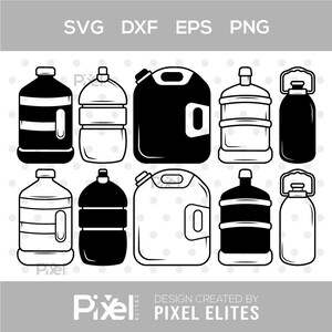Water Gallon SVG Bundle, Water Bottle & Jar Silhouette, Plastic Gallon SVG, Clipart Cut Files, Cricut and Silhouette Compatible