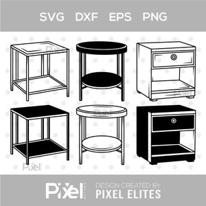 Side Table SVG, Side Table Silhouette, Round Table Svg, Decorative Table Svg, Coffee Table SVG Bundle, Living Room Table Clipart