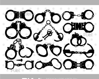 Handcuff SVG Bundle, Cuffs Silhouette Cut File, Police Handcuffs, Prison Crime, Manacle Cuffs, Crime Clipart, Digital Download