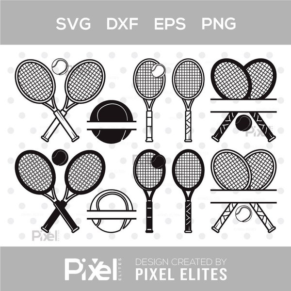 Tennis Silhouette, Tennis SVG, Tennis Racket Svg, Tennis Ball Svg, Sports Svg, Tennis Monogram Frame Svg, Tennis Bundle