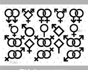 Gender Symbol SVG Cut File Bundle, Gender Silhouette Cut File, Transgender, Gender Signs, Male Female SVG Cricut | Dxf Eps Png