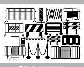 Barricades Silhouette SVG Bundle, Traffic Control Barricade, Metal Barrier, Pedestrian Barricades Cut File, Digital Download