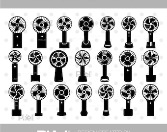 Handheld Fan SVG Bundle, Portable Fan Clipart, Fan Silhouette PNG Dxf EPS Cut Files