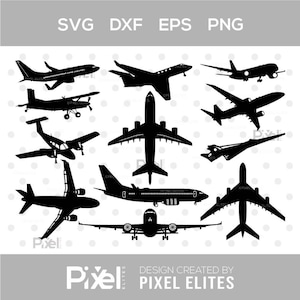 Airplane SVG Bundle: Plane Silhouette Cut Files (Digital Download)