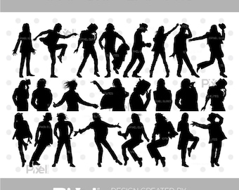 Michael Jackson Silhouette SVG Bundle, Pop Music Icon Cut Files (Eps, Png, Dxf)