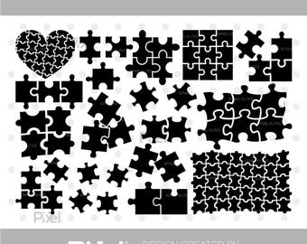 Puzzle SVG Cut File Bundle | Puzzle Piece | Jigsaw Puzzle | Autism | Puzzle Pattern SVG Cricut Silhouette | Dxf Eps Png