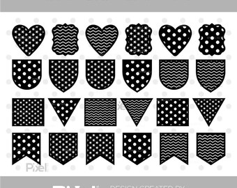 Bunting Banner SVG Silhouette Bundle, Birthday Garland, Party Banner Cut File, Bunting  SVG, Pennant Flag SVG, Digital Download