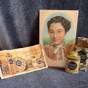 Florient Talc Powder Sample Tin, Original Box & Advertising sheet, Excellent condition, ca.1920&#39;s-1930&#39;s, antiques, collectibles, home decor