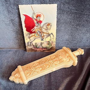 Vintage Speidel Templar Sword Watch Band Case, Celluloid Golden Knight