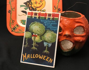 Antique Halloween Postcard, 1910 Ellen Clapsaddle Sweetheart Cabbage Heads