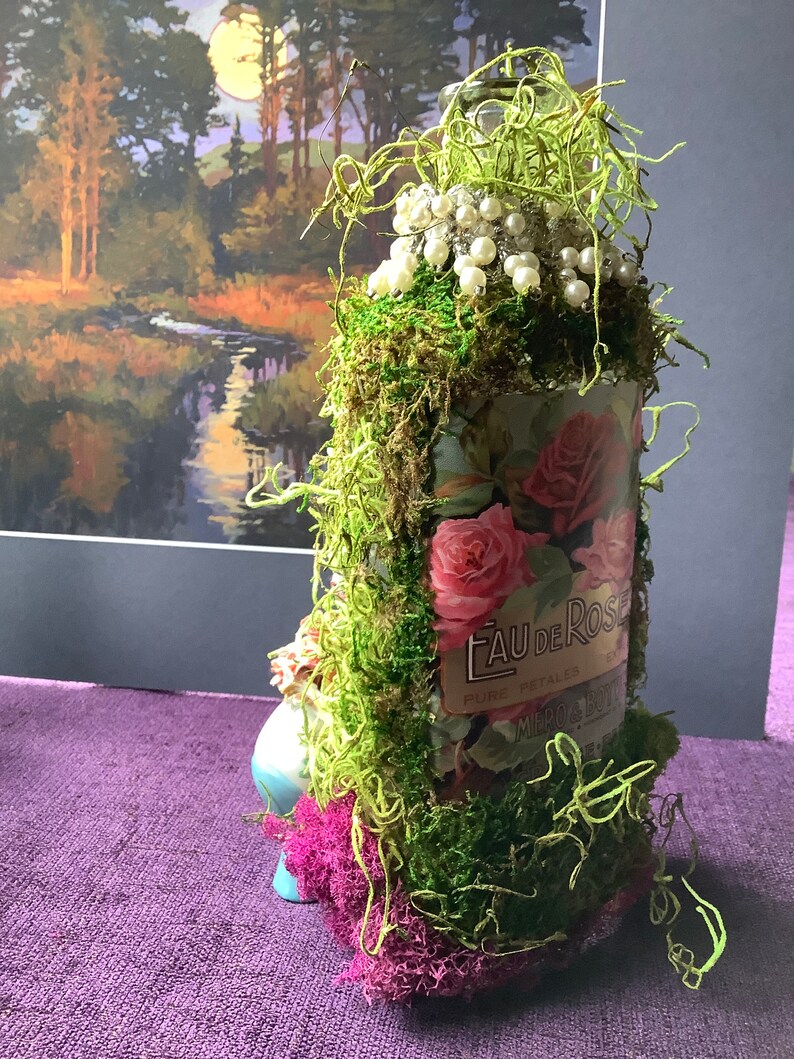 1920s Paris Showgirl Assemblage in Vintage Bottle, Peep Show Art image 2